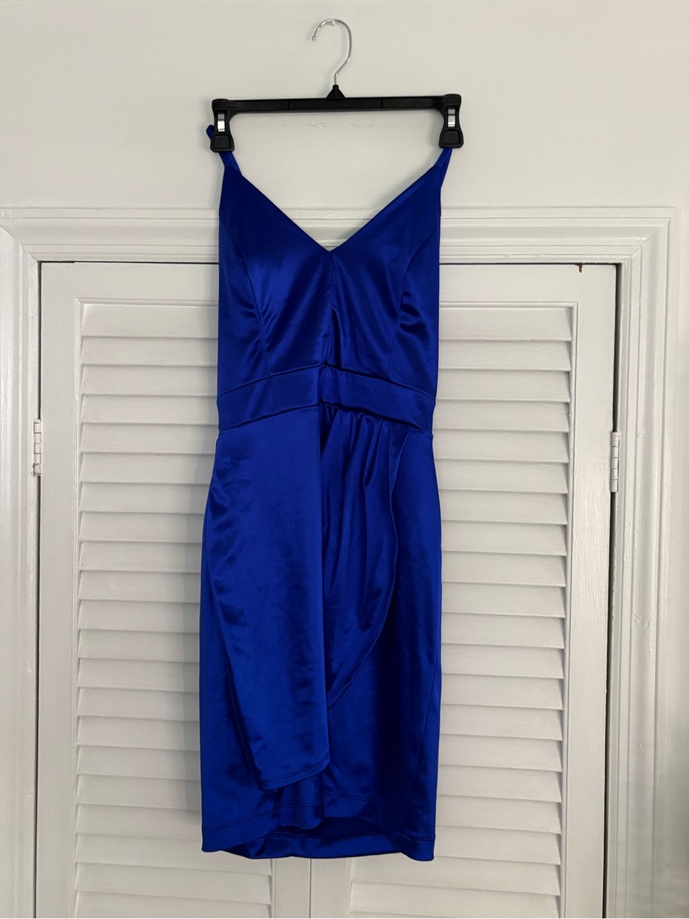 Royal Blue Satin V-Neck Slip Dress